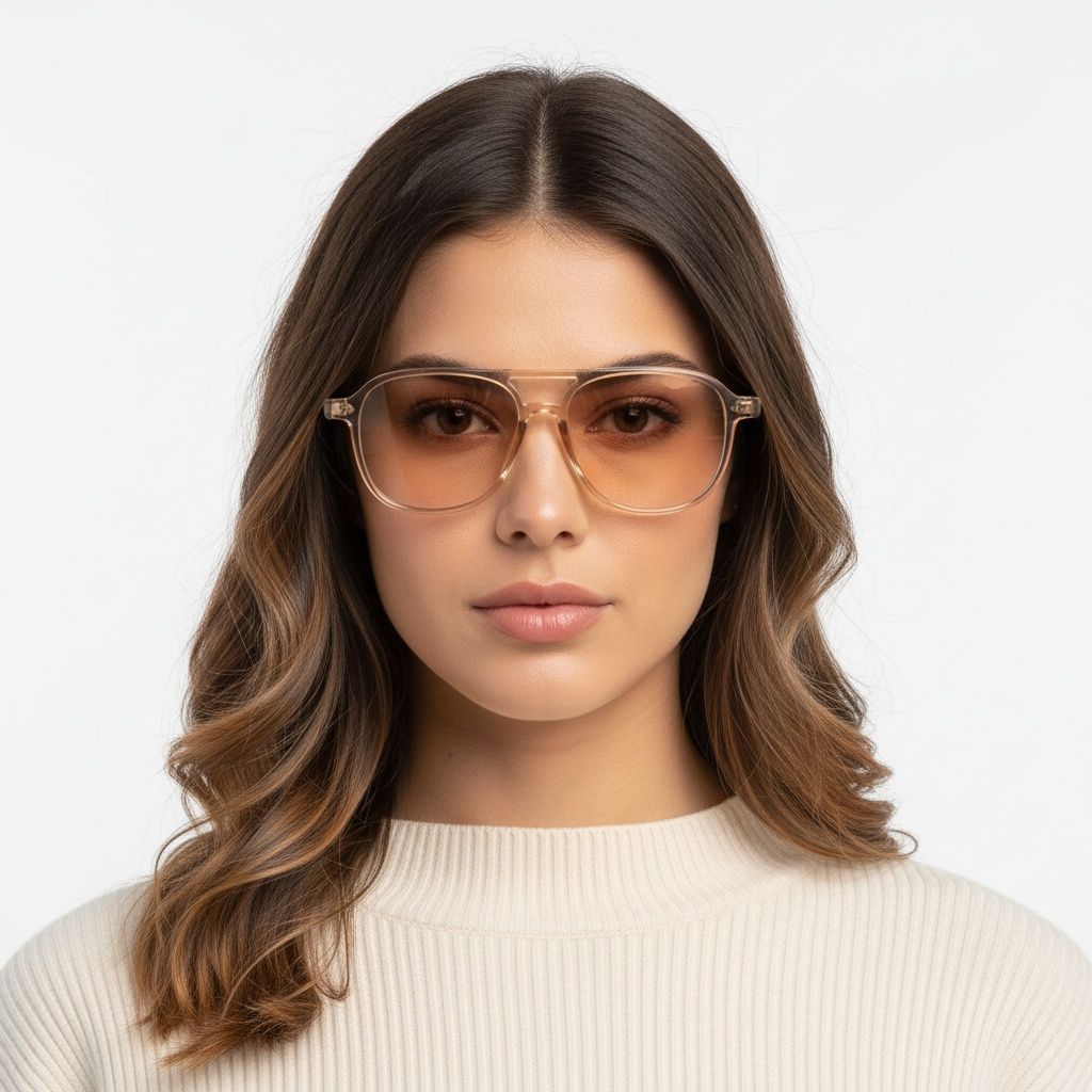Gafas de sol de plástico marrón estilo aviador # BS2503-0211