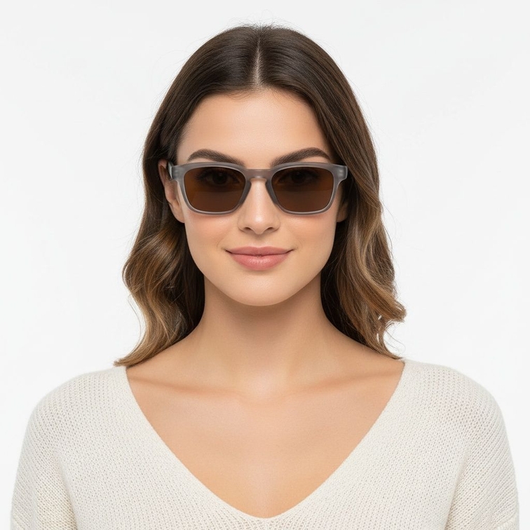 Rectangular Grey Plastic Sunglasses #BS2503-0219