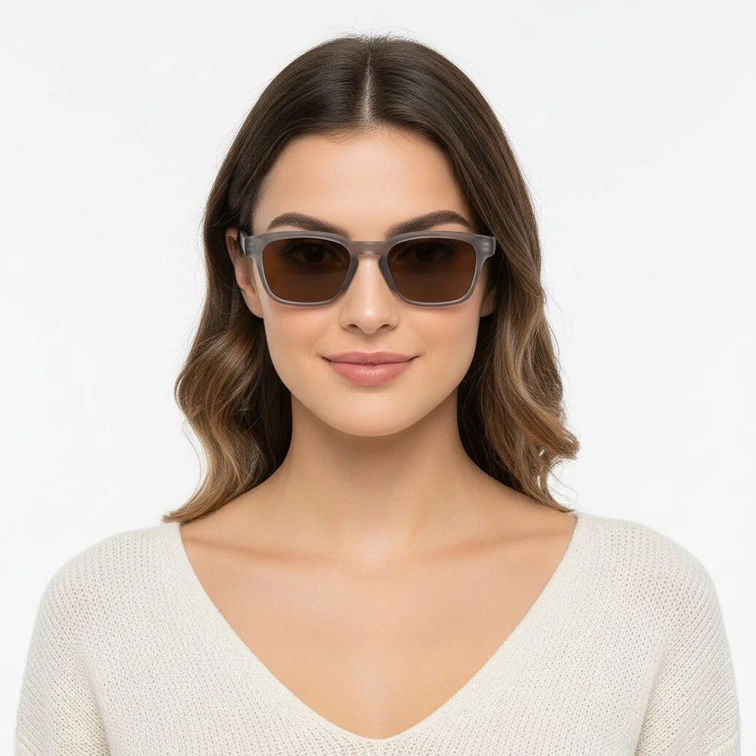 Rectangular Grey Plastic Sunglasses #BS2503-0219