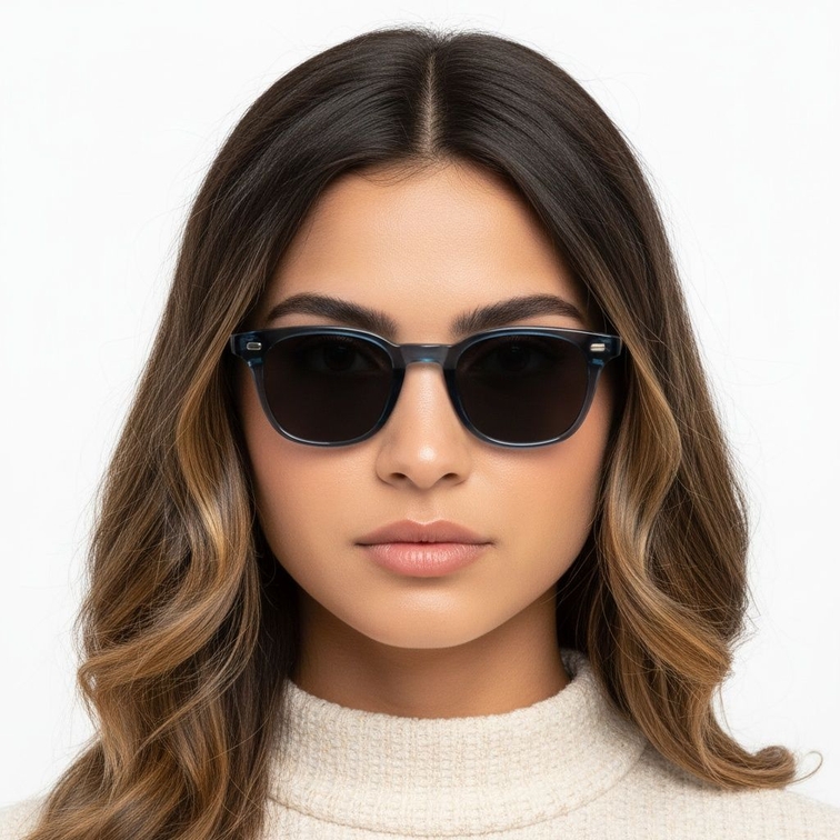 Rectangular Blue Plastic Sunglasses #BS2503-0247