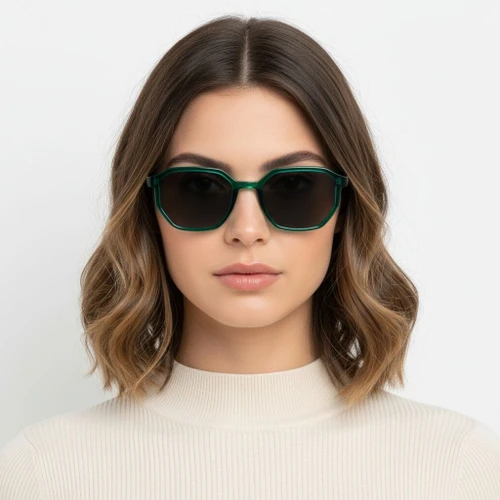 Geometric Green Plastic Sunglasses #BS2503-0254