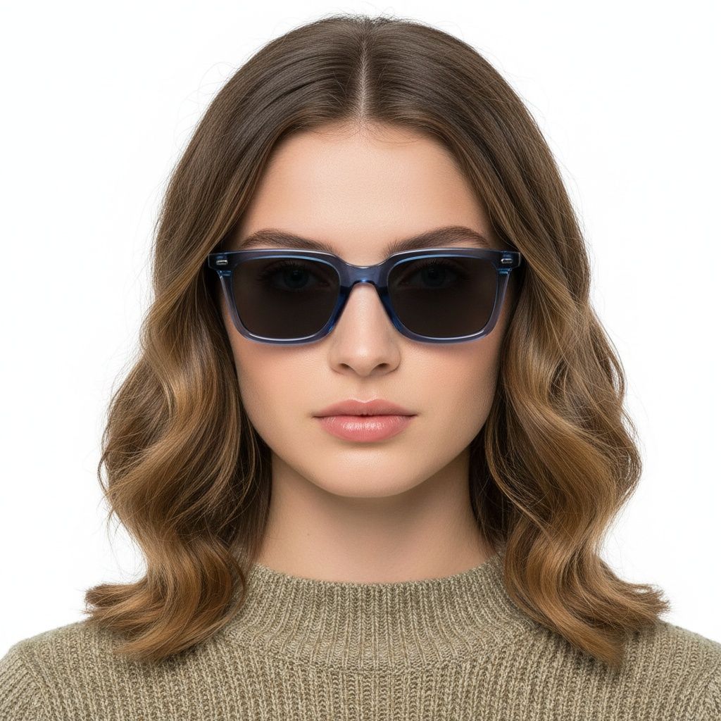 Rectangular Blue Plastic Sunglasses #BS2503-0398