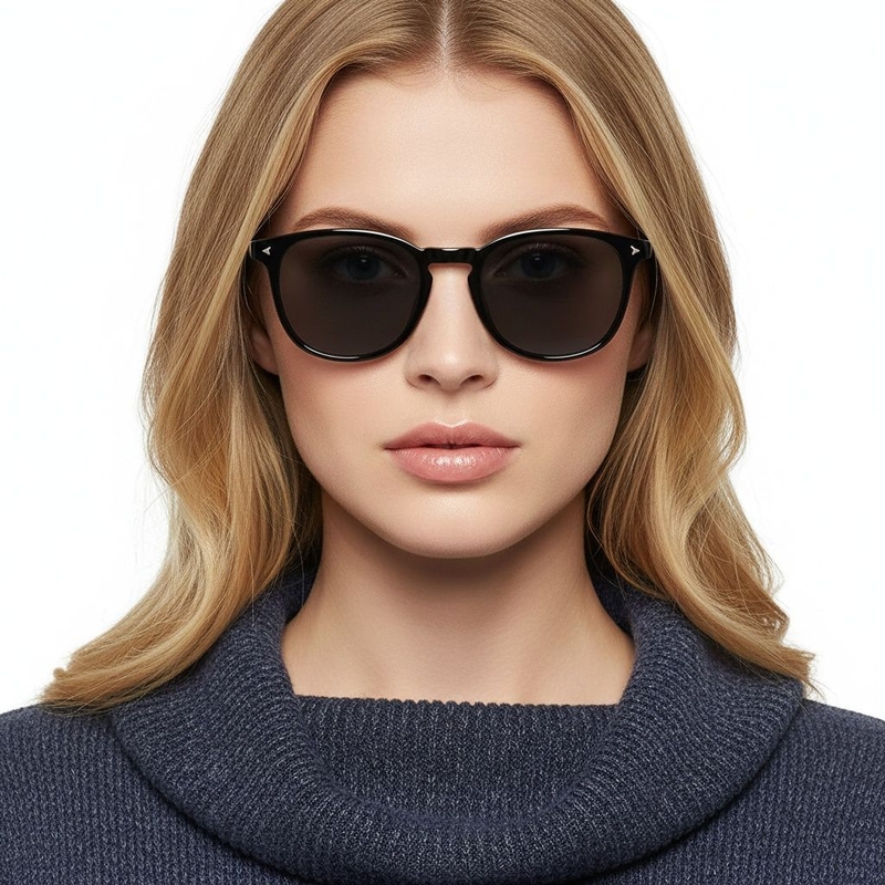 Rechteckige schwarze Kunststoff-Sonnenbrille #BS2503-0401