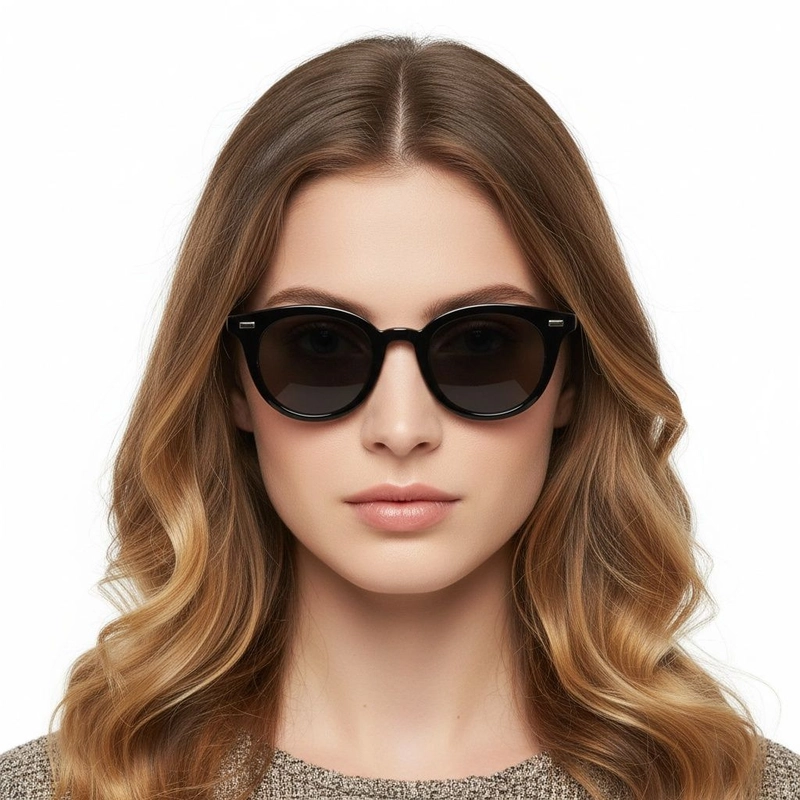 Oval Black Plastic Sunglasses #BS2503-0407
