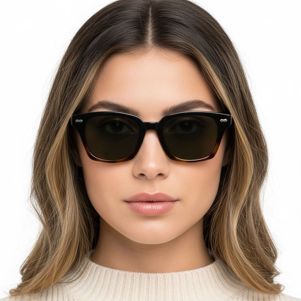 Rechteckige Sonnenbrille aus Kunststoff mit Schildpattmuster #BS2503-0419