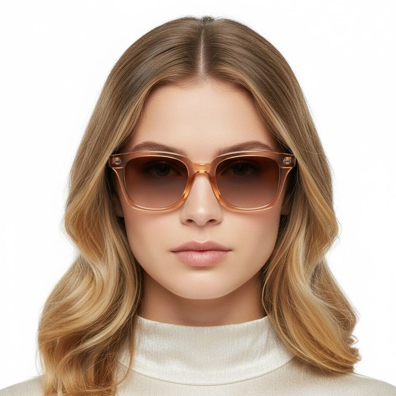Rectangular Brown Plastic Sunglasses #BS2503-0420