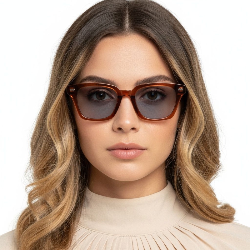 Rechteckige rote Kunststoff-Sonnenbrille #BS2503-0421