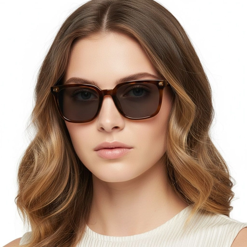 Rectangular Tortoiseshell Plastic Sunglasses #BS2503-0442