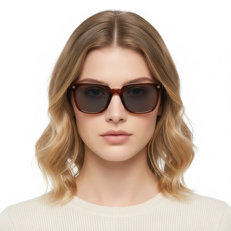 Rechteckige rote Kunststoff-Sonnenbrille #BS2503-0444