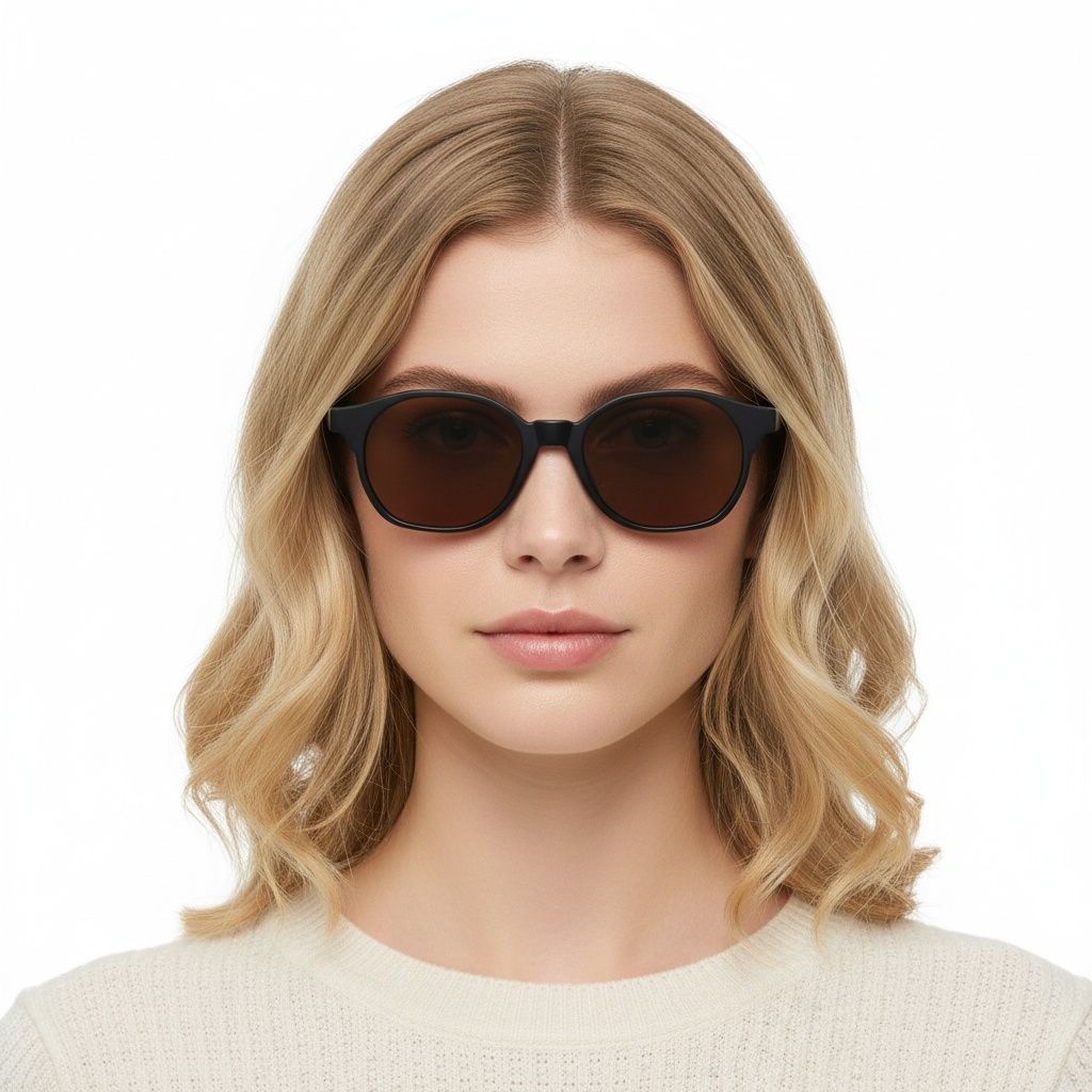 Gafas de sol geométricas de plástico negro #BS2503-0446