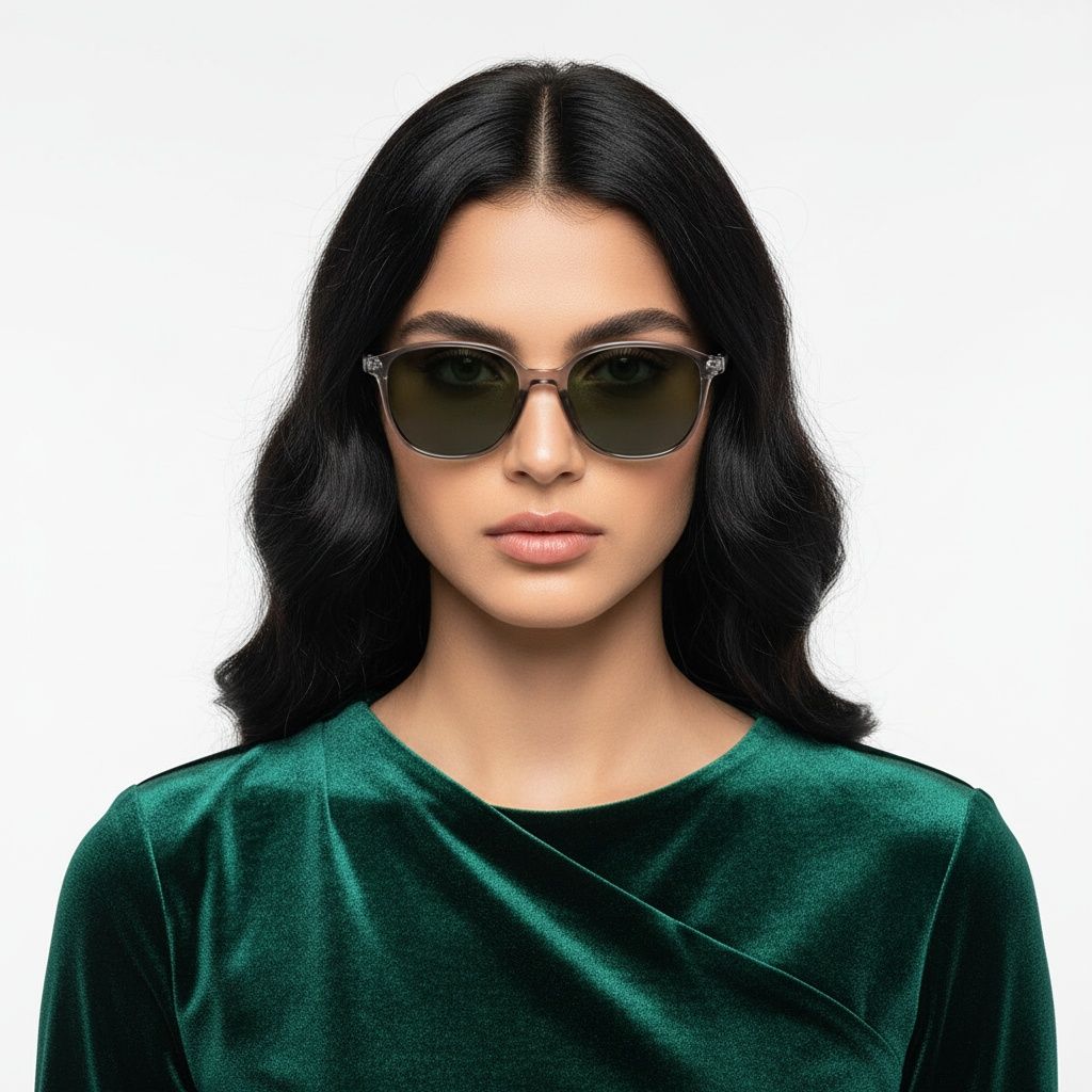 Gafas de sol ovaladas de plástico gris #BS2503-0487