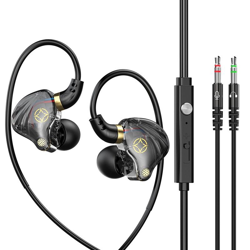 Wired Gaming In-Ear Monitors with HD Mic, 10mm Dynamic Drivers HiFi Stereo Sound, 2.5m Long Cable for PC Desktop and Laptop