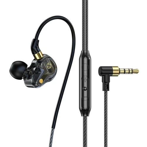 Auriculares intrauditivos HiFi de cuatro núcleos con micrófono, controladores de armadura duales de 8 mm, graves profundos, cancelación de ruido, conexión por cable de 3,5 mm y USB tipo C para juegos y música.