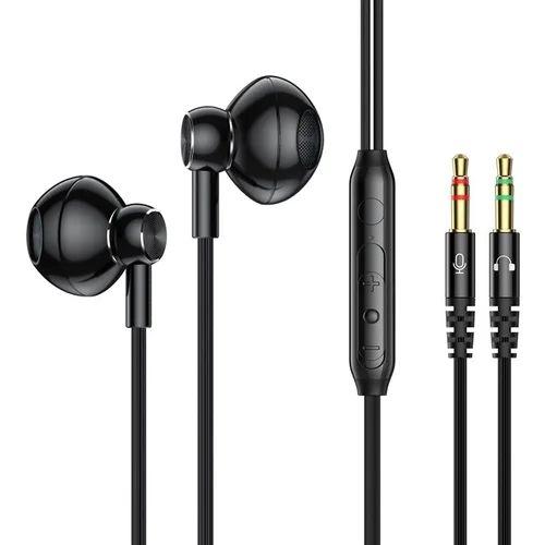 Auriculares intrauditivos con cable para juegos con micrófono, controladores dinámicos de 14,2 mm, graves profundos, cancelación de ruido, cable de audio dual de 3,5 mm de 1,5 m/2,5 m para PC y portátil.