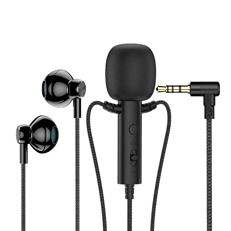 Auriculares intrauditivos con micrófono de solapa, controladores de 14,2 mm, reducción de ruido, con cable, conexión digital de 3,5 mm y USB tipo C para karaoke, streaming y videojuegos.