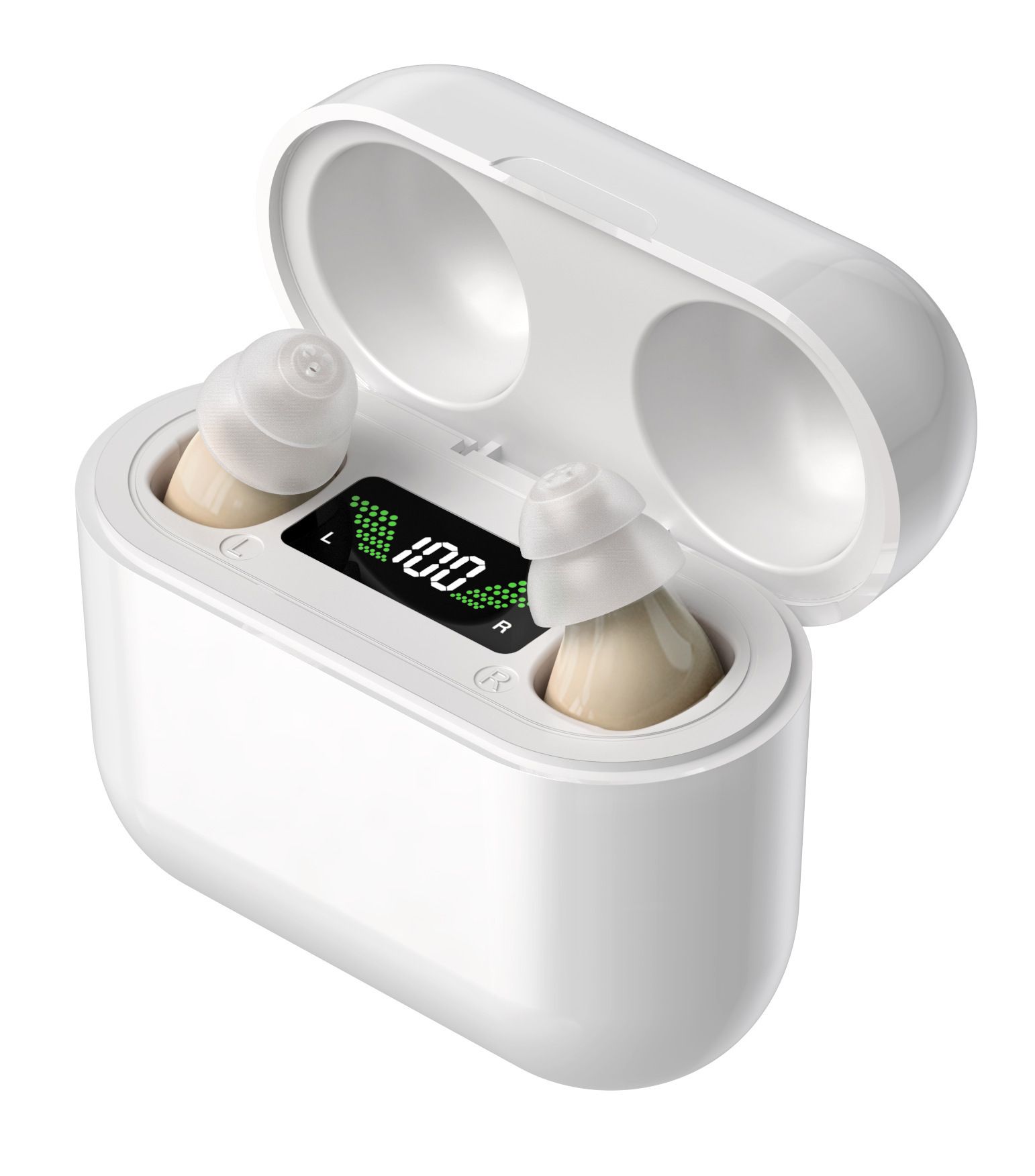G93 Cream Digital Display Hearing Aid with USB-C Charging & 4 Modes #26240017