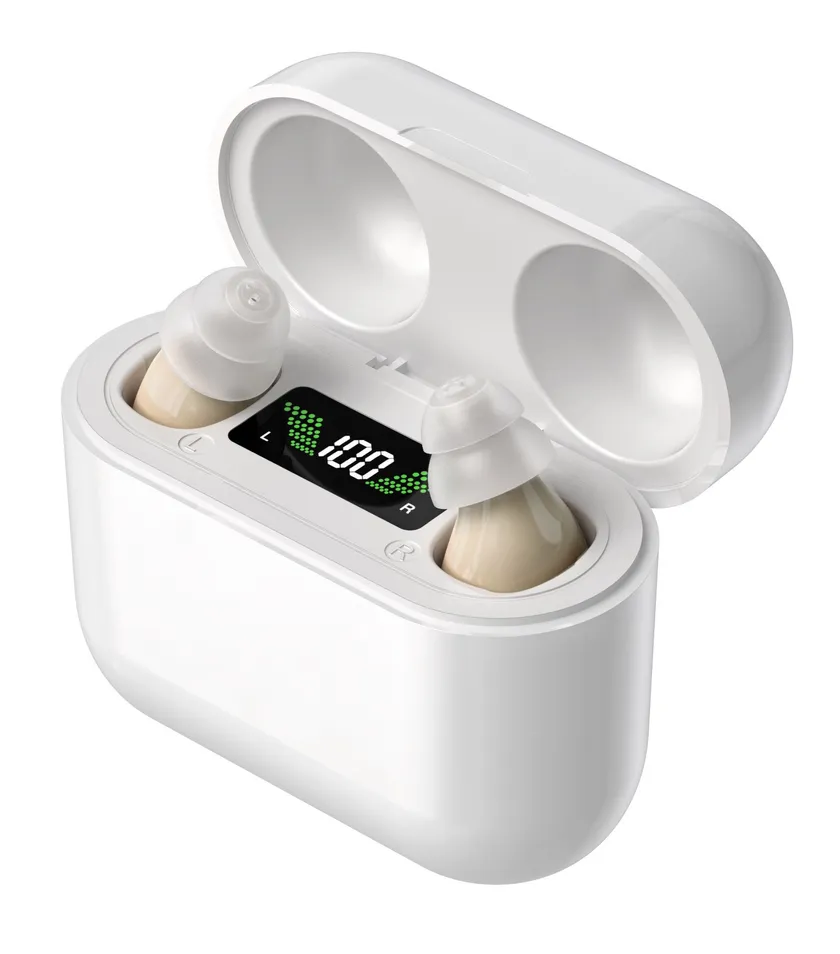 G93 Cream Digital Display Hearing Aid with USB-C Charging & 4 Modes #26240017