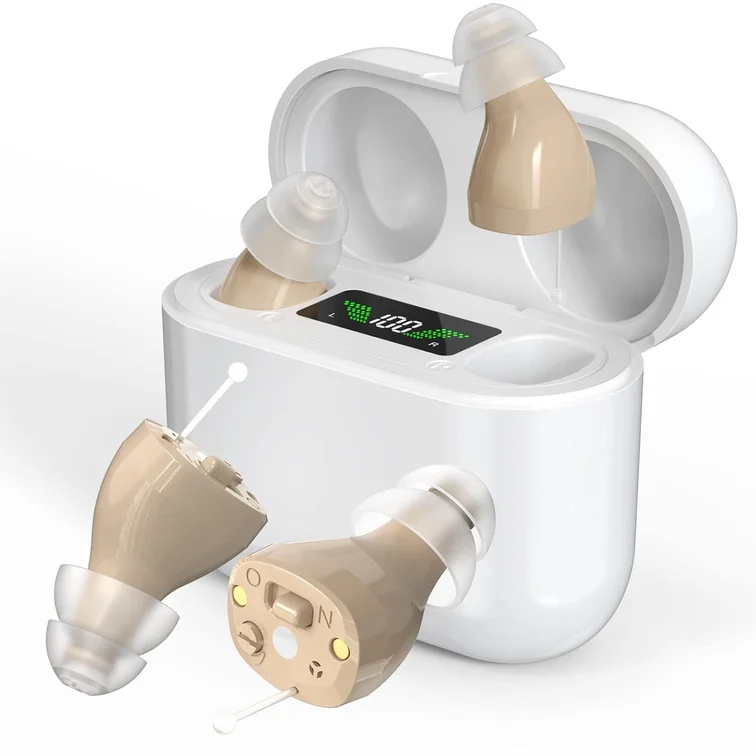 G93 Cream Digital Display Hearing Aid with USB-C Charging & 4 Modes #26240017