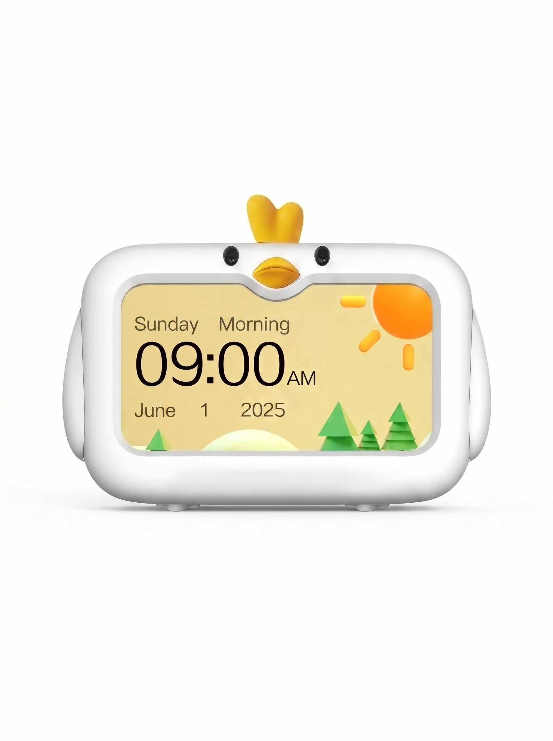 4.3-Inch Kids Sleep Training Alarm Clock - 3-Color Night Light & White Noise Sound Machine, Dual Alarms, Child Safety Lock, Type-C Charging, White