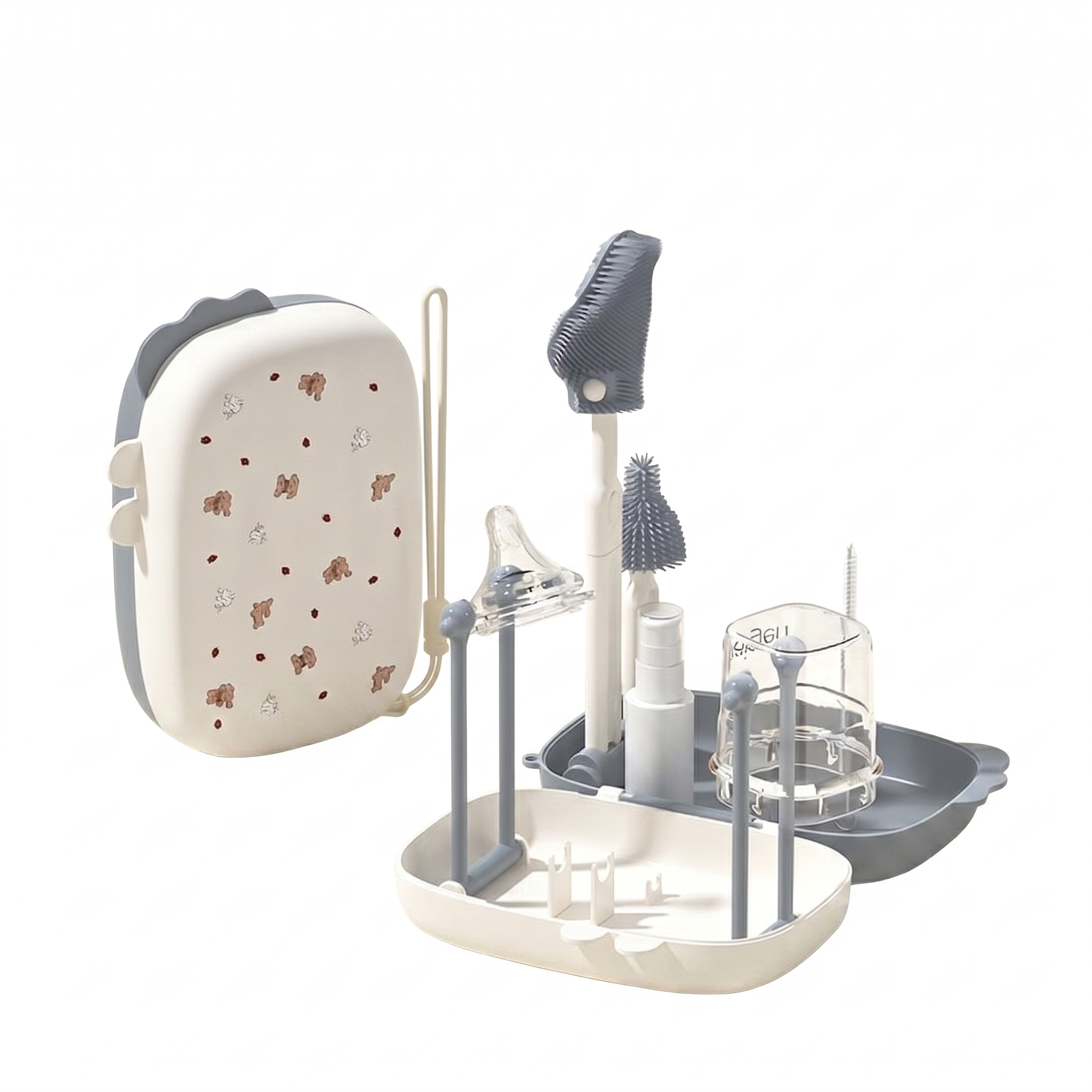 6-in-1 Portable Baby Bottle Cleaning & Drying Rack Set