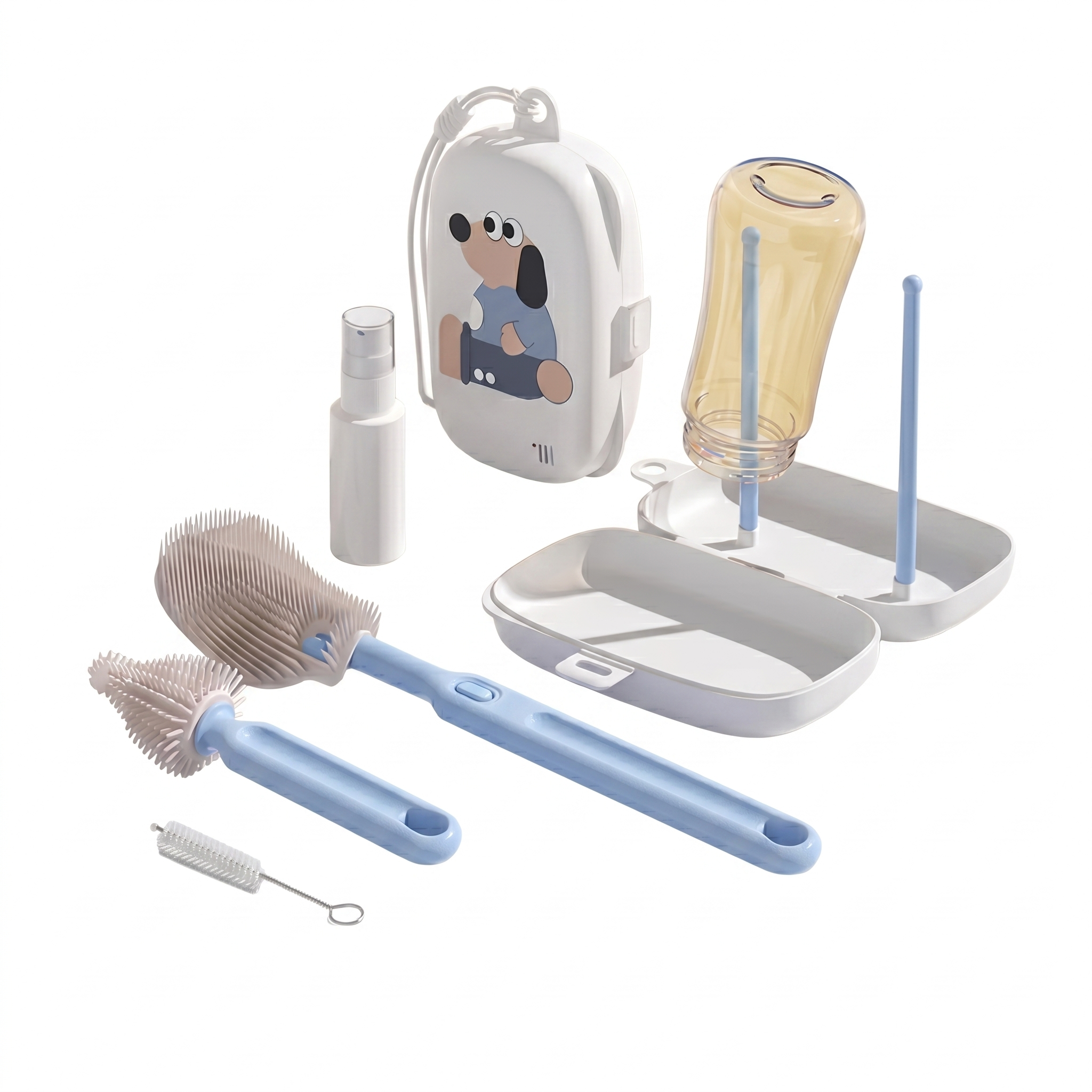 Portable Silicone Baby Bottle Cleaning Brush Set with Case