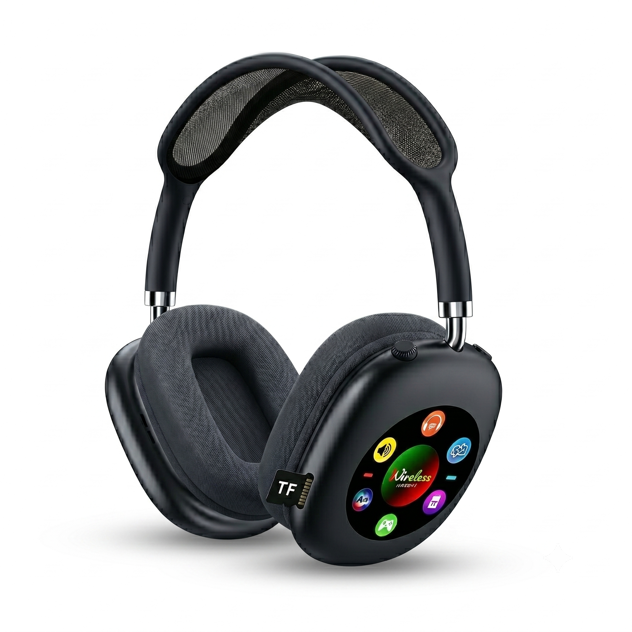 Smart Wireless Bluetooth Headphones with RGB Digital Display & Card Reader - AKZ 619