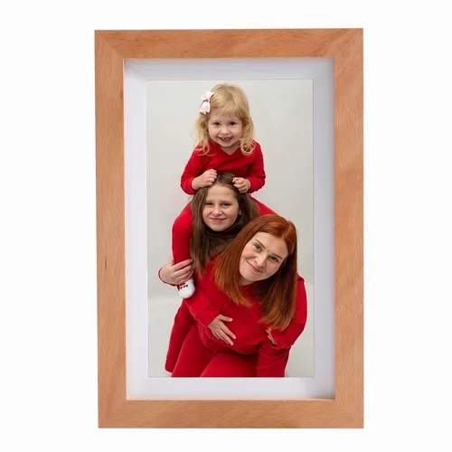 7-Inch WiFi Digital Photo Frame - IPS Smart Picture Frame with Wood Frame, App Photo/Video Transfer, 2000mAh Battery, 360° Auto-Rotate, White