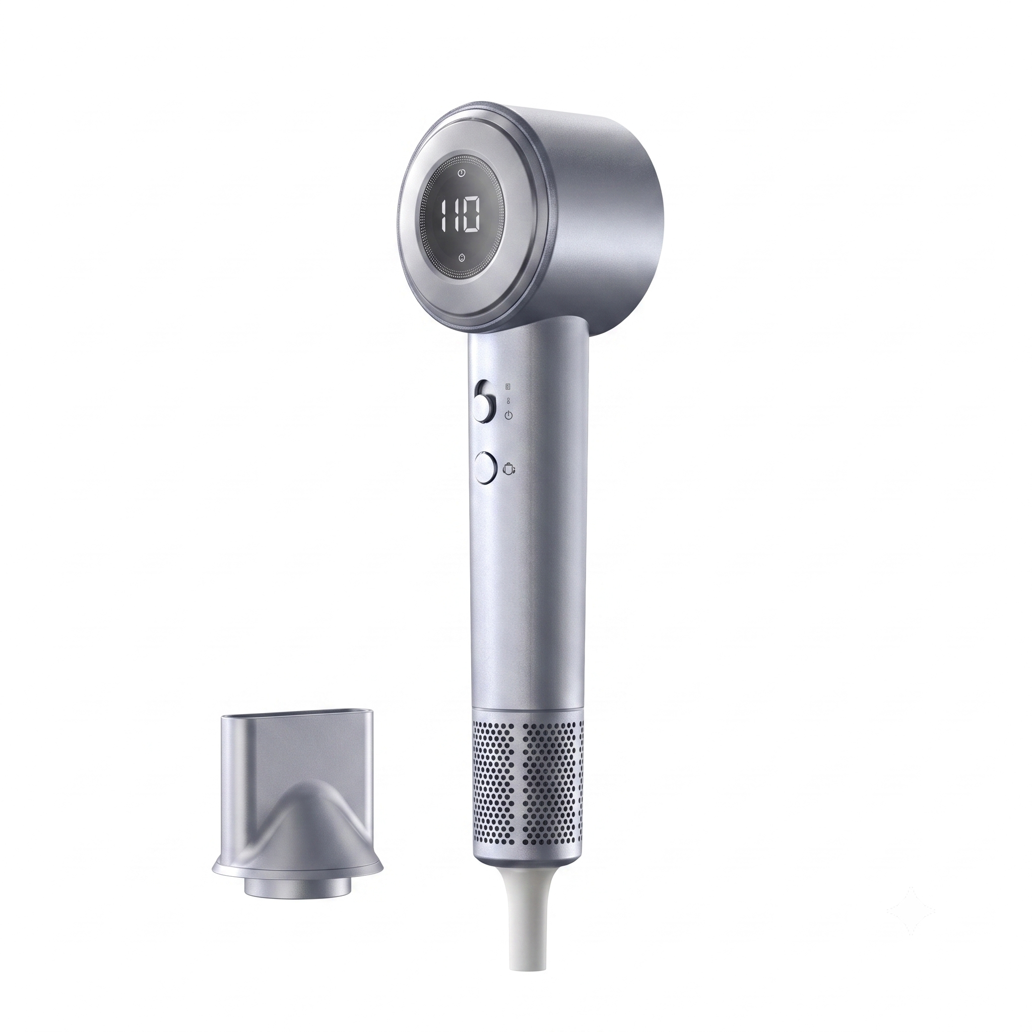 D9 High-Speed Hair Dryer, 110,000 RPM Brushless Motor with 600 Million Negative Ions, Magnetic Nozzle & Premium Gift Box (Silver)