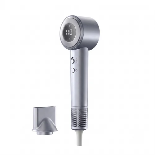 D9 High-Speed Hair Dryer, 110,000 RPM Brushless Motor with 600 Million Negative Ions, Magnetic Nozzle & Premium Gift Box (Silver)