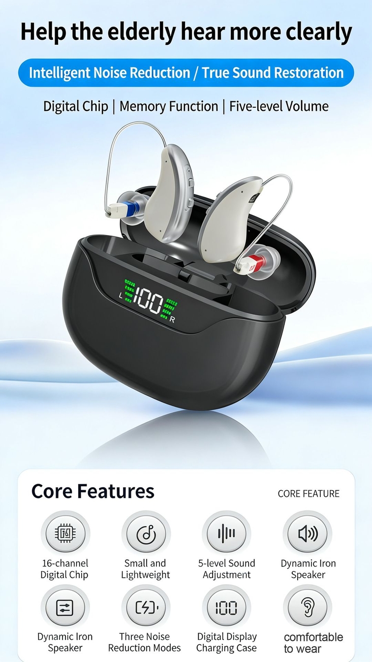 GM-323 P3 16-Channel UV Sterilizing Rechargeable Hearing Aids #26240003