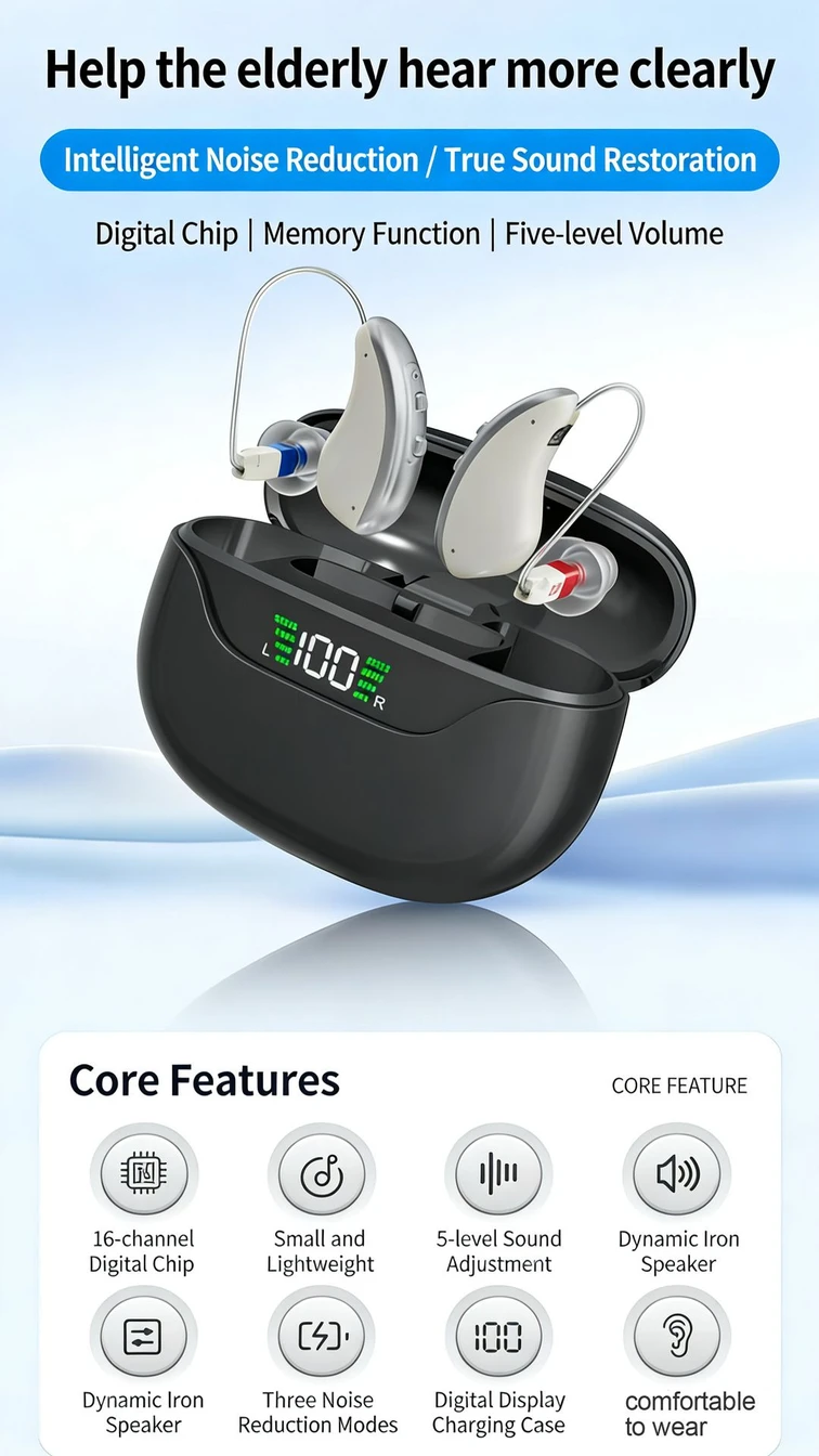 GM-323 P3 16-Channel UV Sterilizing Rechargeable Hearing Aids #26240003