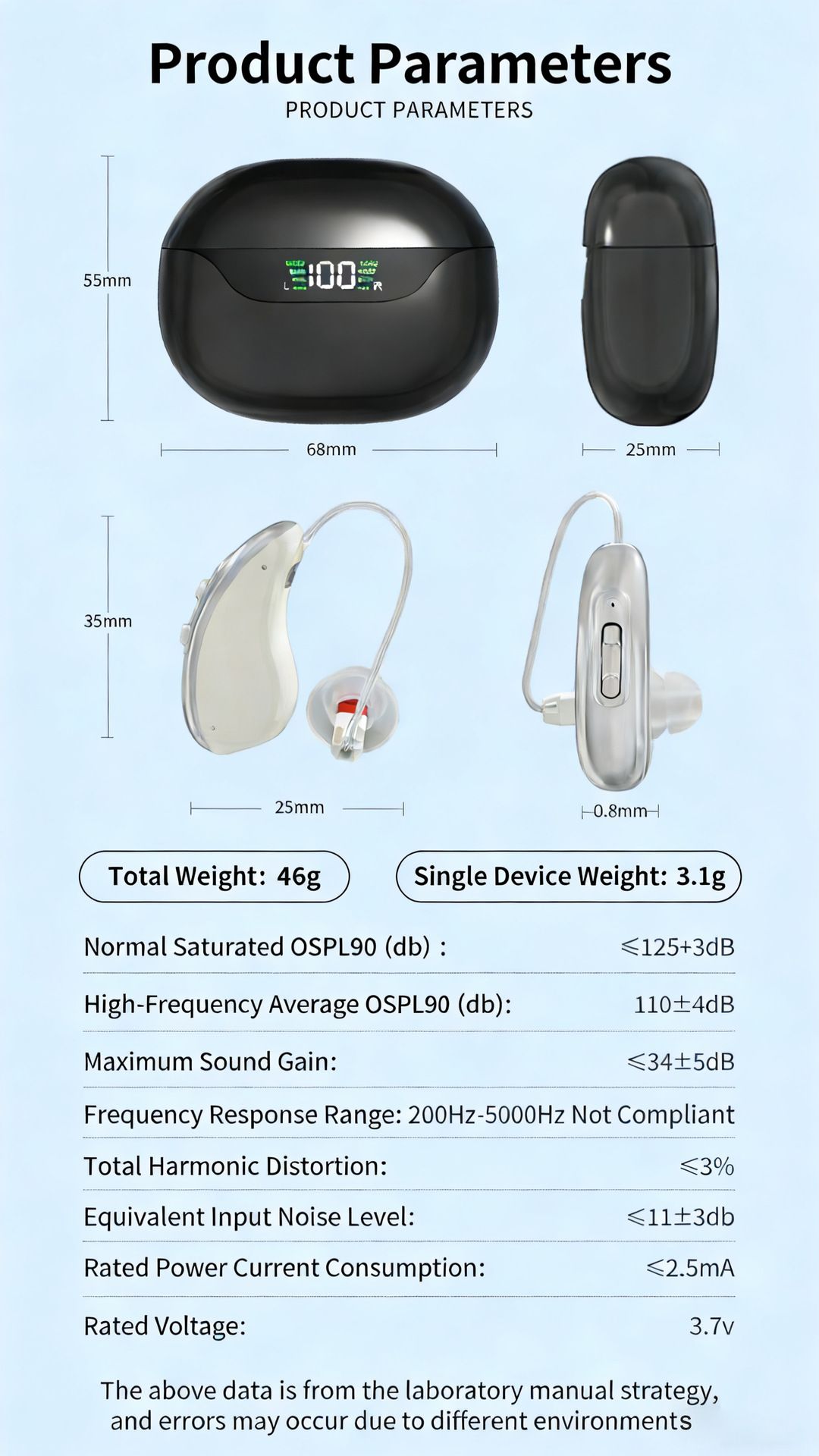 GM-323 P3 16-Channel UV Sterilizing Rechargeable Hearing Aids #26240003