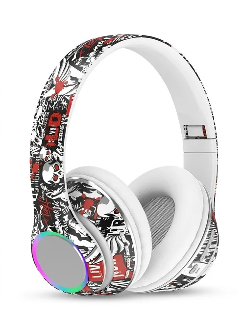 P85 RGB Graffiti Wireless Over-Ear Headphones, Bluetooth 5.3, 40mm Drivers, 6H Playtime