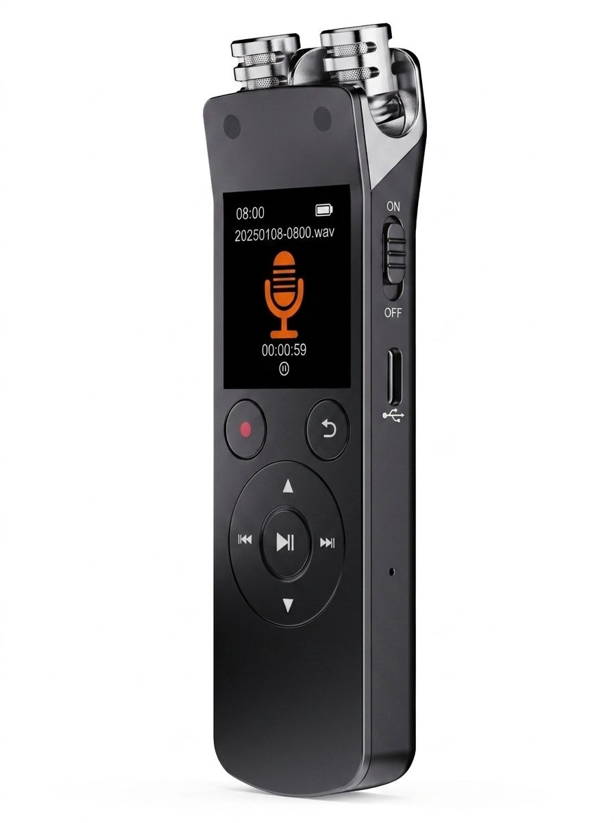 Portable Digital Voice Recorder with Bluetooth 5.2, High-Sensitivity Microphone, Advanced Noise Cancellation, 20-Hour Continuous Recording, N15 Black