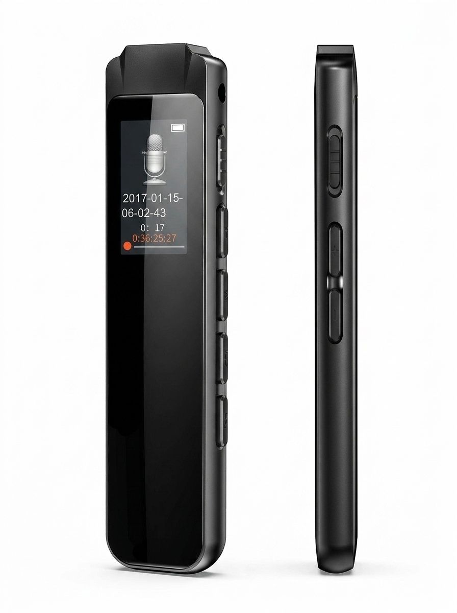 2-in-1 Digital Voice Recorder & MP3 Player, High-Fidelity Microphone, Intelligent Noise Cancellation, Extended Battery Life, Portable Audio Device, N1 Black