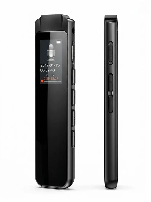 2-in-1 Digital Voice Recorder & MP3 Player, High-Fidelity Microphone, Intelligent Noise Cancellation, Extended Battery Life, Portable Audio Device, N1 Black