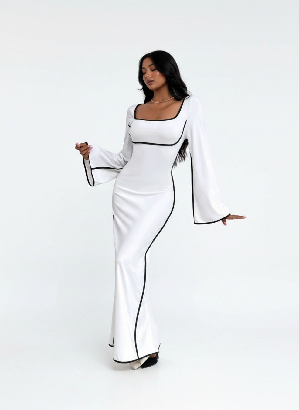 Tejidos de punto negros Poliéster (fibra de poliéster) Estilo de trabajo Vestidos L GWC-00012