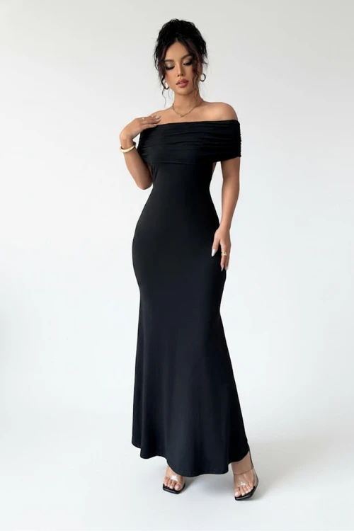 Women's Wear Sexy Crop Top Off-the-Shoulder Slim-Fit Bodycon Dress GWC-00001