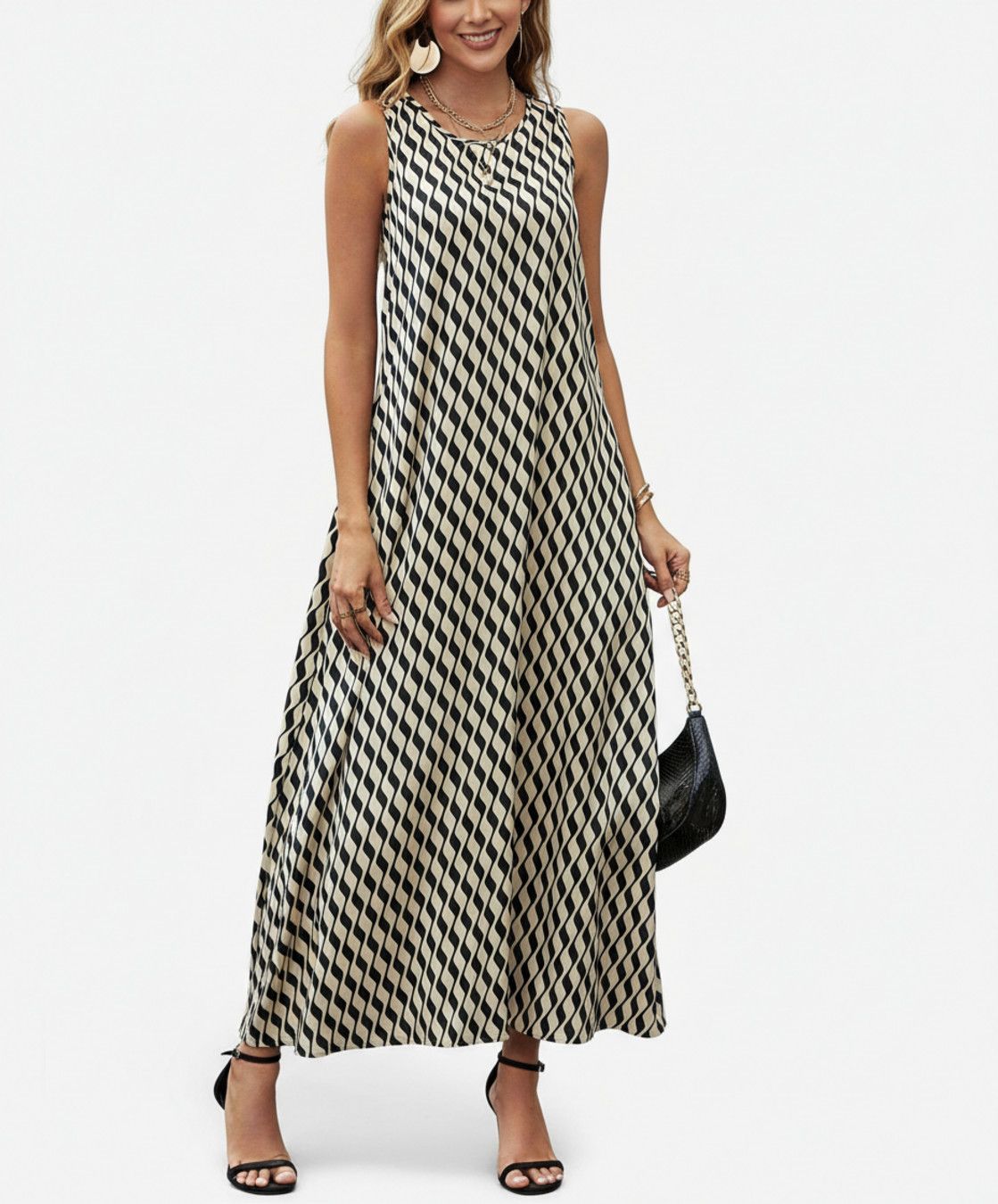 Vestidos casuales de poliéster color caqui para uso diario L GWC-00008