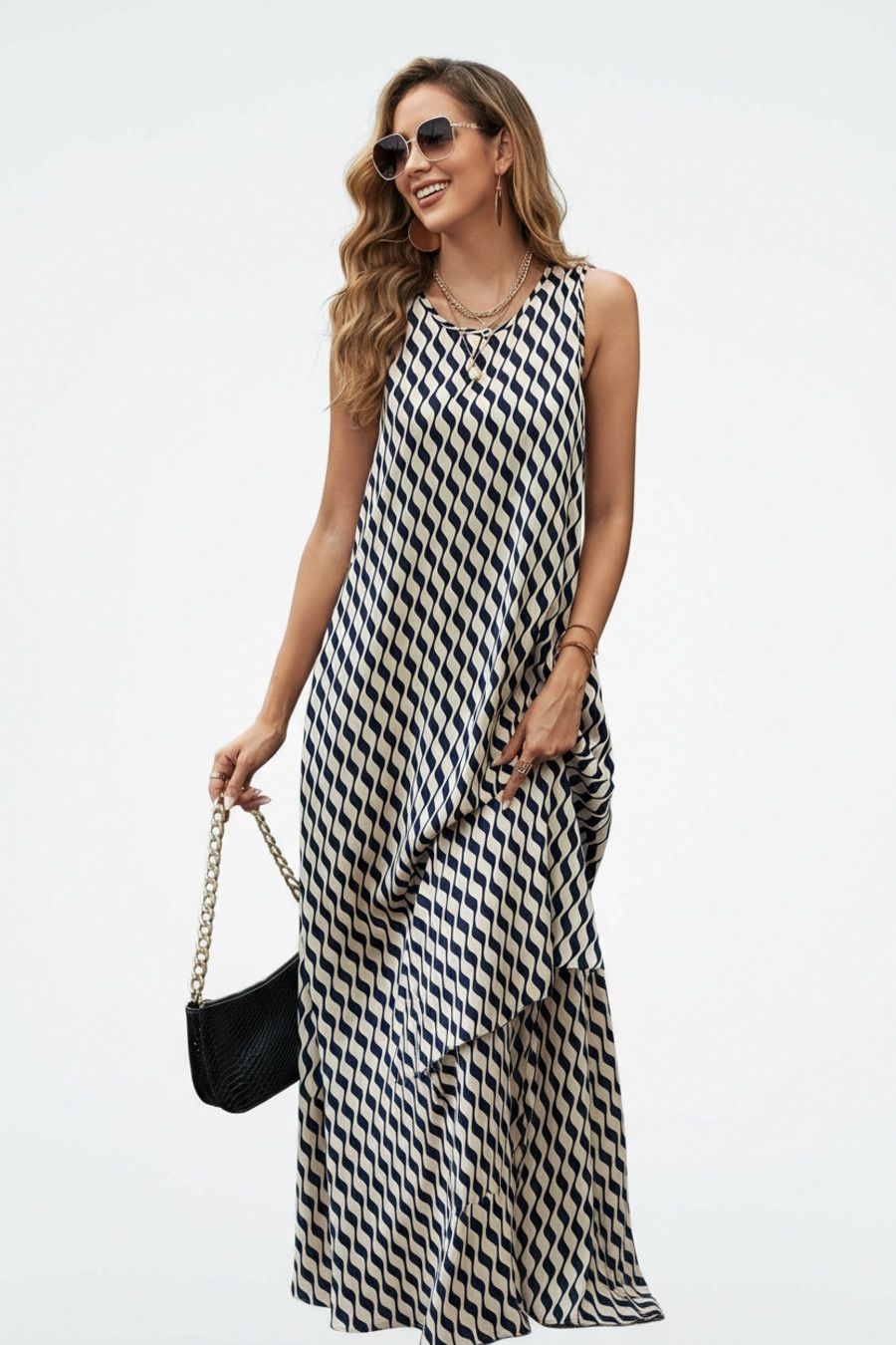 Vestidos casuales de poliéster color caqui para uso diario L GWC-00008