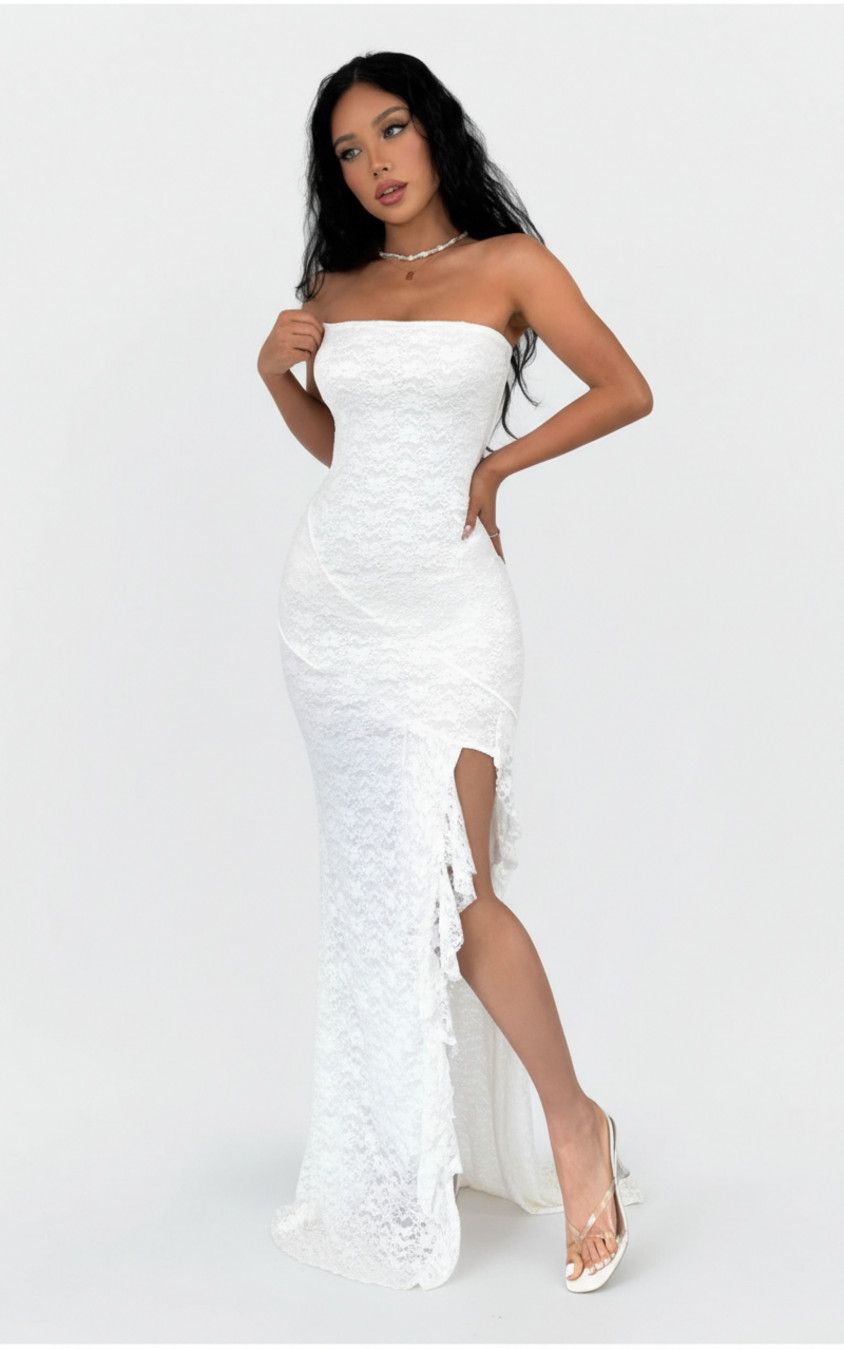 Vestidos de fiesta de poliéster blanco L GWC-00011