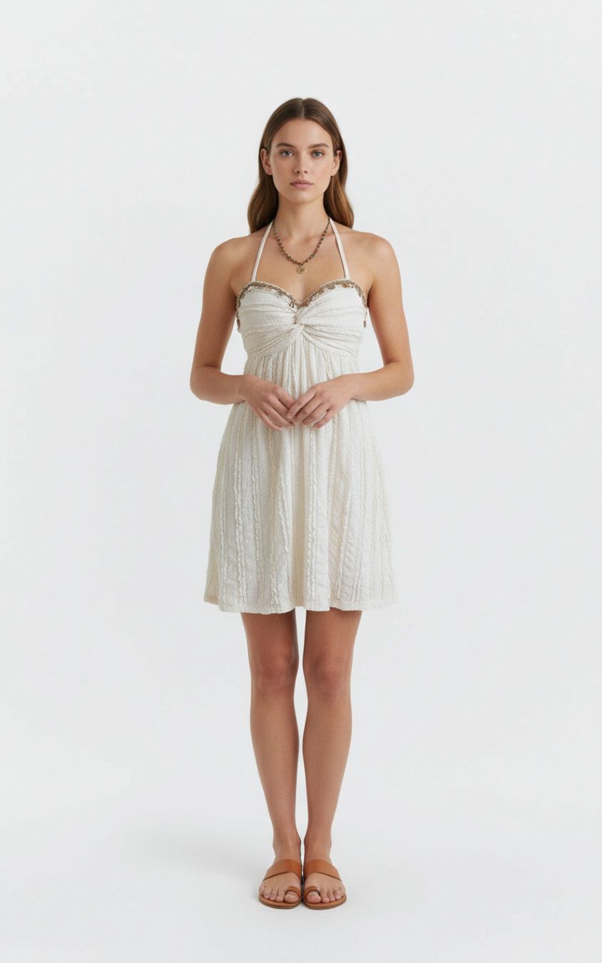 Vestidos de poliéster color albaricoque estilo cita L GWC-00014