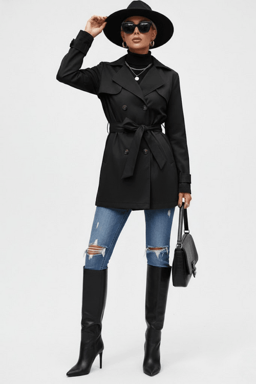 Women's Wear Casual Belted Double-Breasted Trench Coat GWC-00001