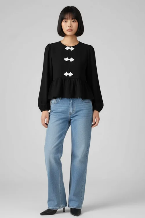 Camicetta a maniche lunghe con fiocco da ufficio Fashion Office GWC-00007