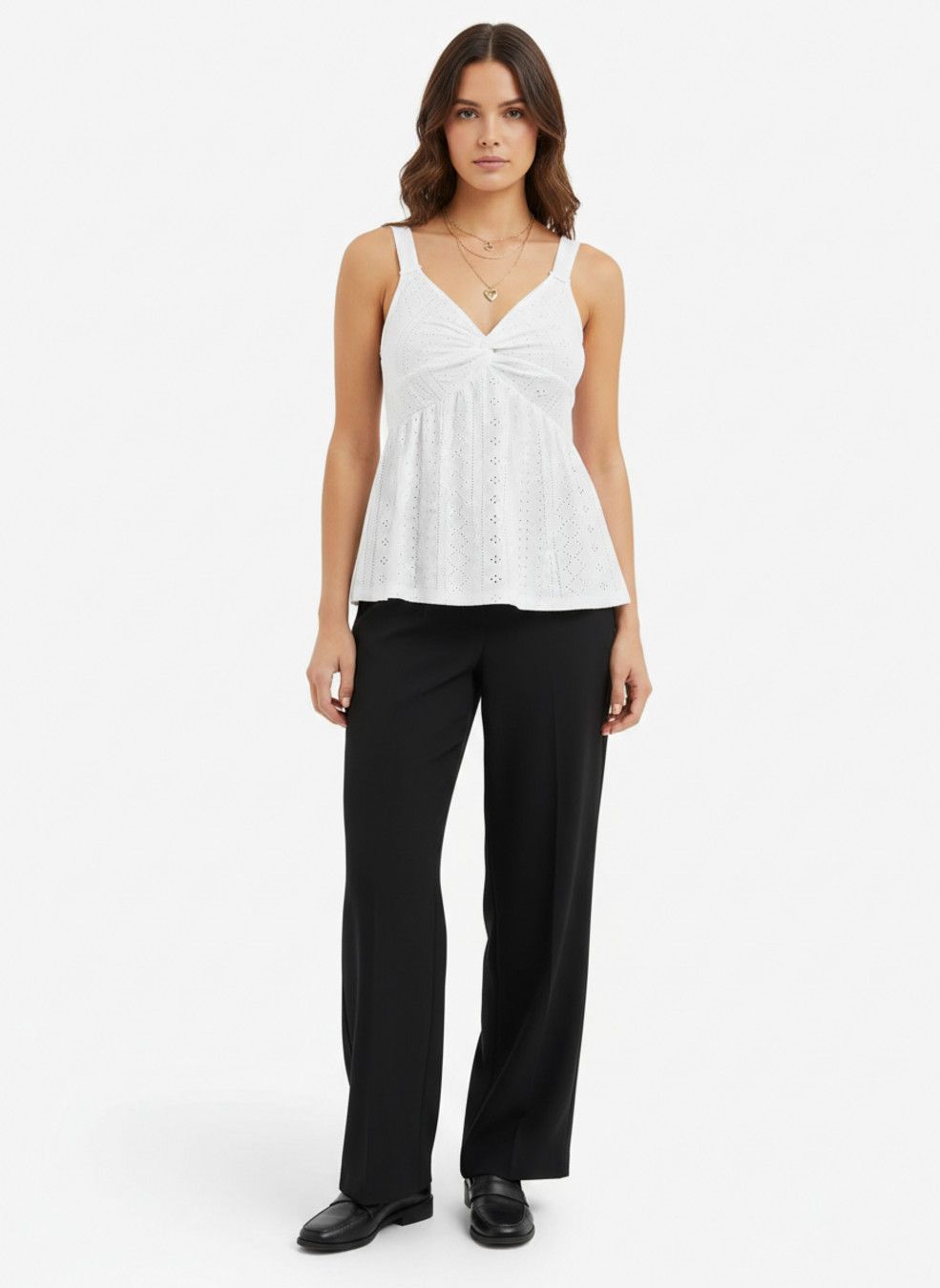 Tops casuales de estilo diario de poliéster blanco (fibra de poliéster) L GWC-00012