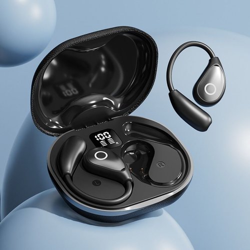 Wireless Open-Ear Bluetooth Earbuds with Leather Charging Case Model#M95