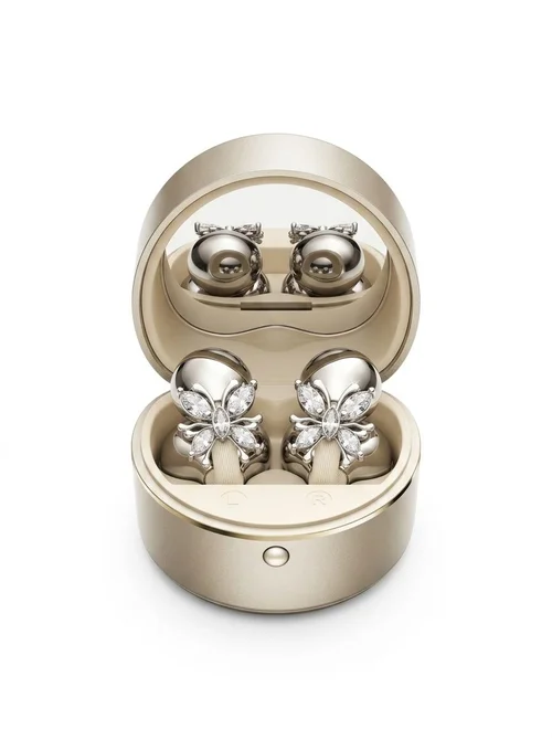 Butterfly Clip-On Wireless Earbuds with Makeup Mirror Case Model#M186