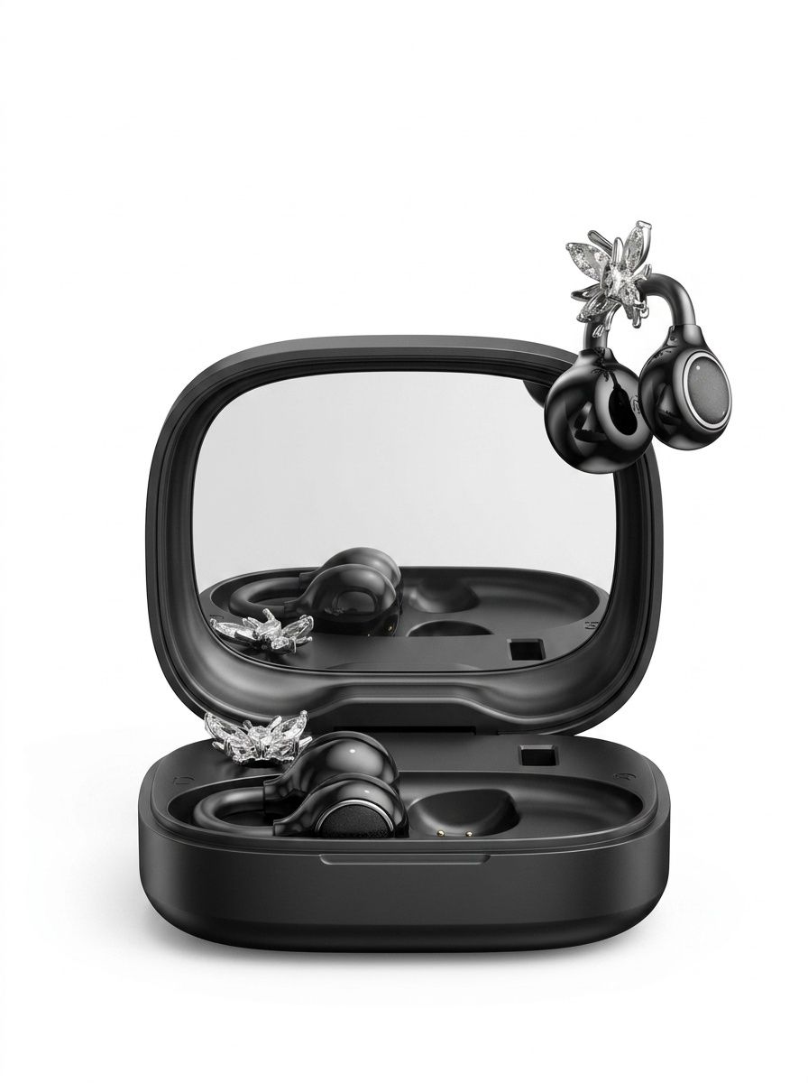 Butterfly Ear Clip TWS Wireless Earbuds with Mirror Case Model#M183