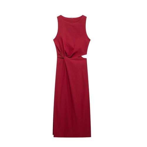 Midi Dress Open Front Classic European Style KUN-00002