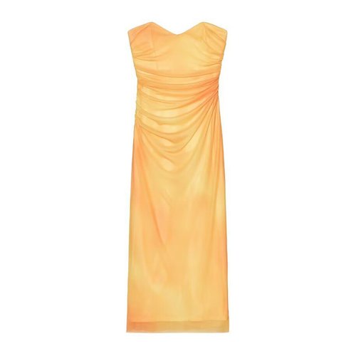 Print Silk Mesh Bandeau Dress - Versatile European Style KUN-00099